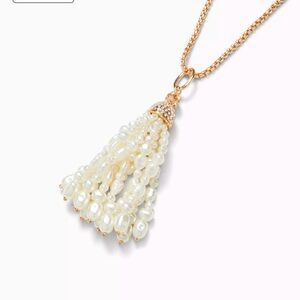 NWT Lilly Pulitzer Shimmer Shells tassel necklace - gold, rhinestones, pearls